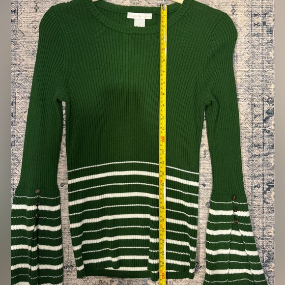 NWOT DESIGN HISTORY | WOMEN’S FLARE LONG SLEEVE | GREEN & WHITE STRIPE | S - Picture 6 of 8